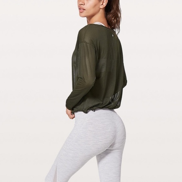Lululemon Lean In Long Sleeve Top Dark Olive 12 - Picture 2 of 8